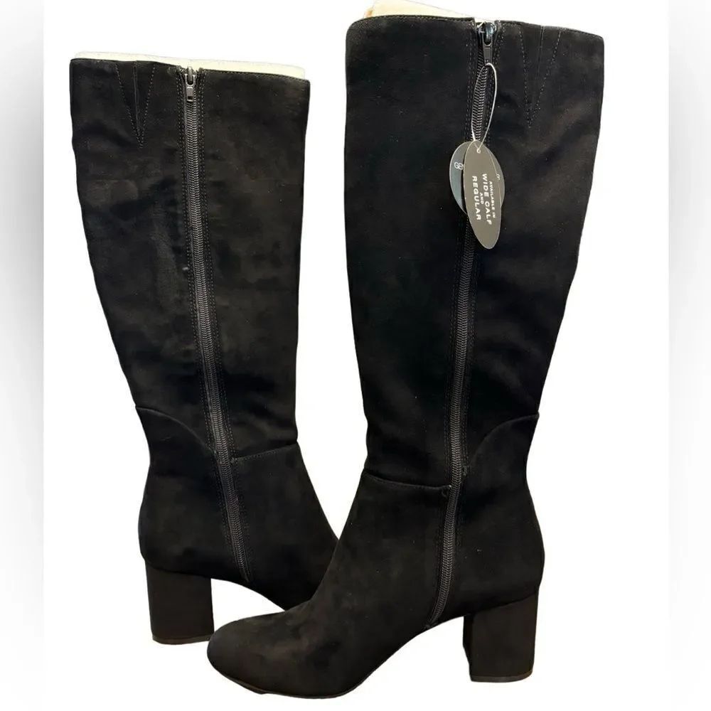 NWT INC Black Suede Knee High Boots Size 9